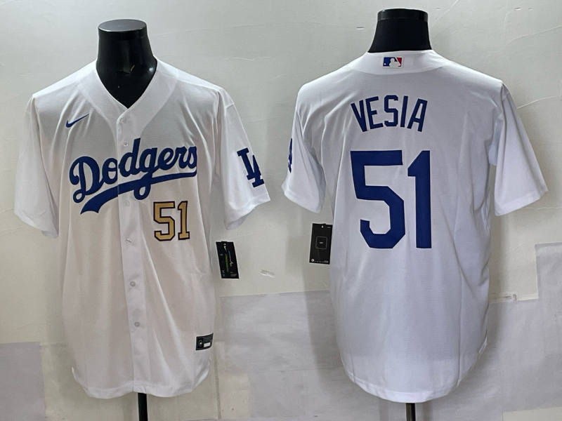 Men Los Angeles Dodgers #51 Vesia white Nike 2025 MLB jersey 005
